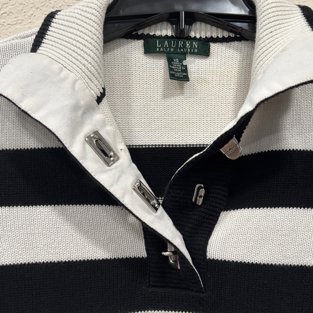 Lauren Ralph Lauren Black and White Cotton Top - Picture 2 of 5